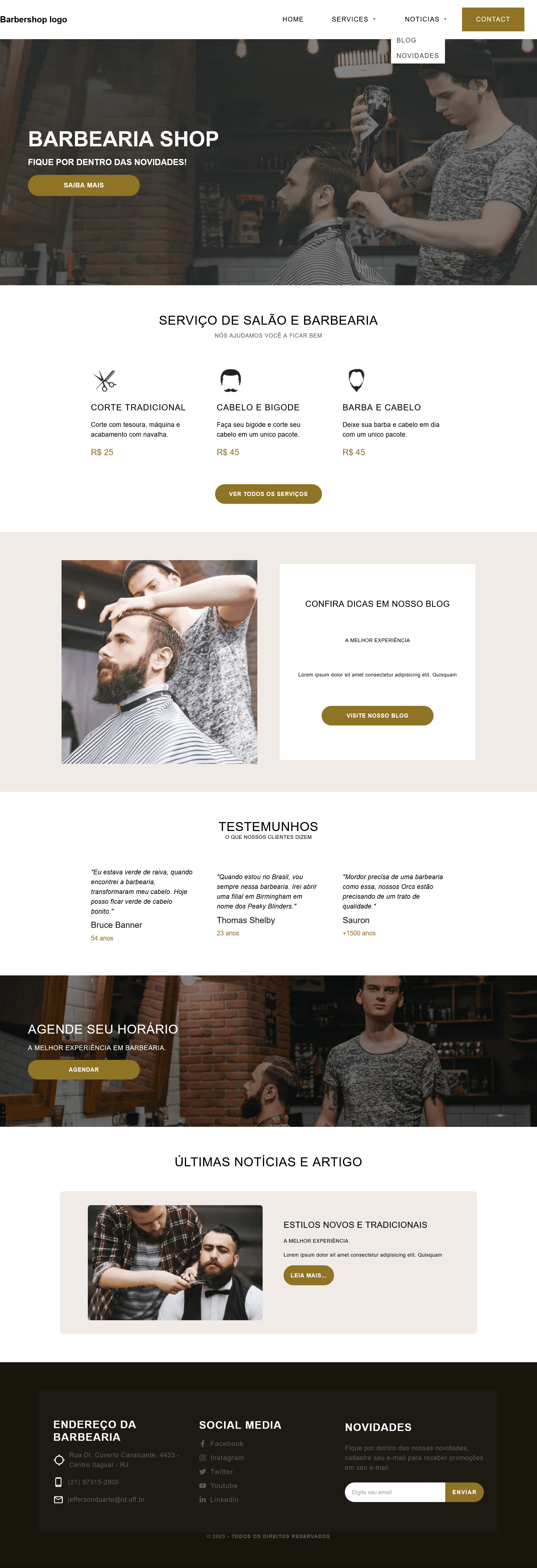 Imagem do projeto Barbearia Shop/Blog